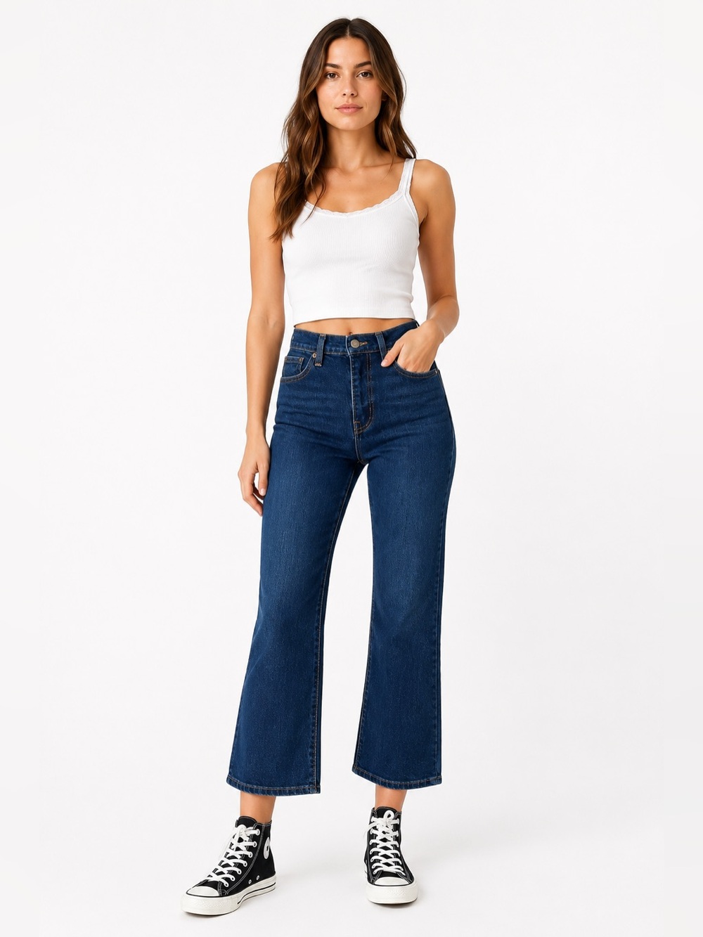Levi’s High Waisted Crop Flare Jeans Size 25 Dark Wash